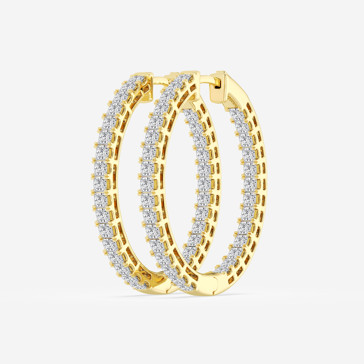 Additional Image 1 for  3 ctw Princess Lab Grown Diamond Hoop Earrings