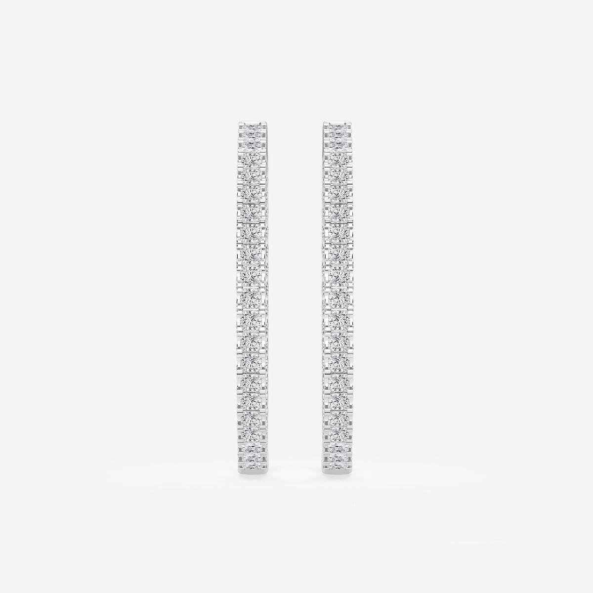 5 ctw Princess Lab Grown Diamond Hoop Earrings 14K White Gold, F, VS2