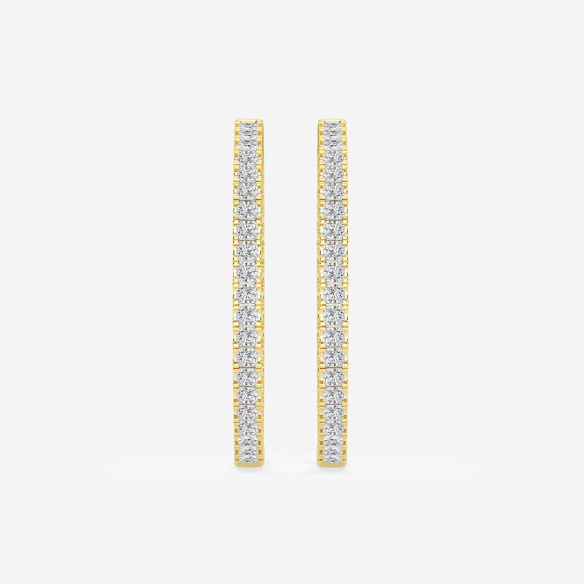 5 ctw Princess Lab Grown Diamond Hoop Earrings 14K Yellow Gold, F, VS2