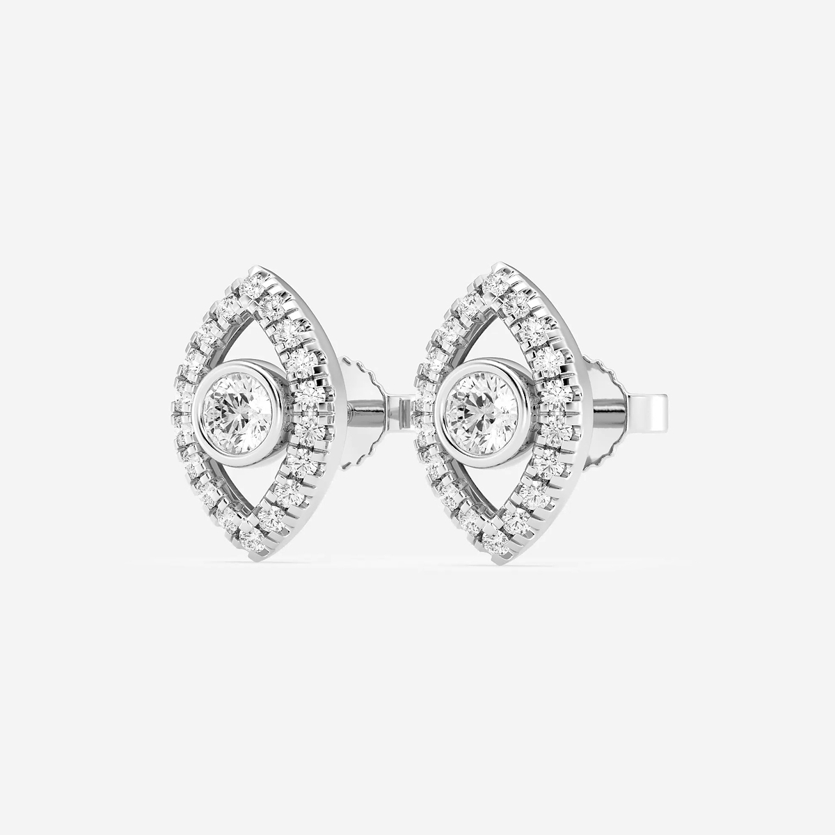 Additional Image 1 for  1/2 ctw Round Lab Grown Diamond Evil Eye Earrings