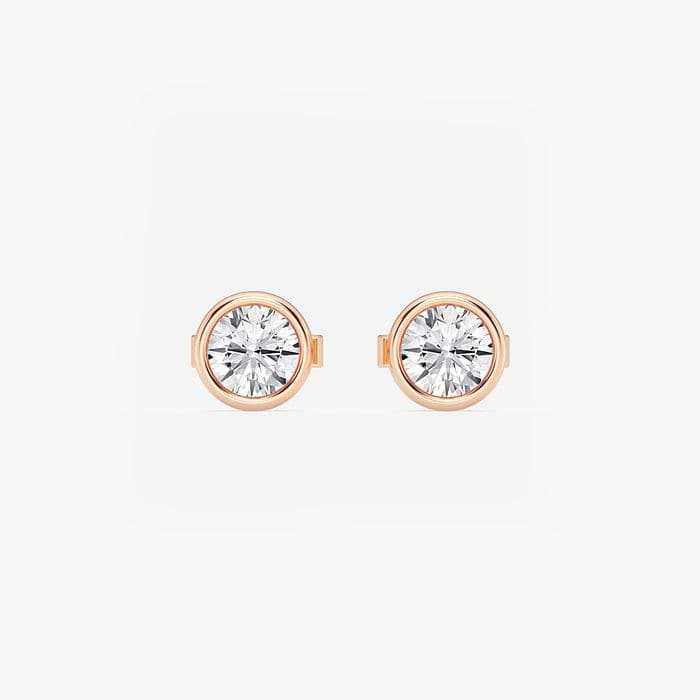 Bezel Set Solitaire Round Stud Earrings