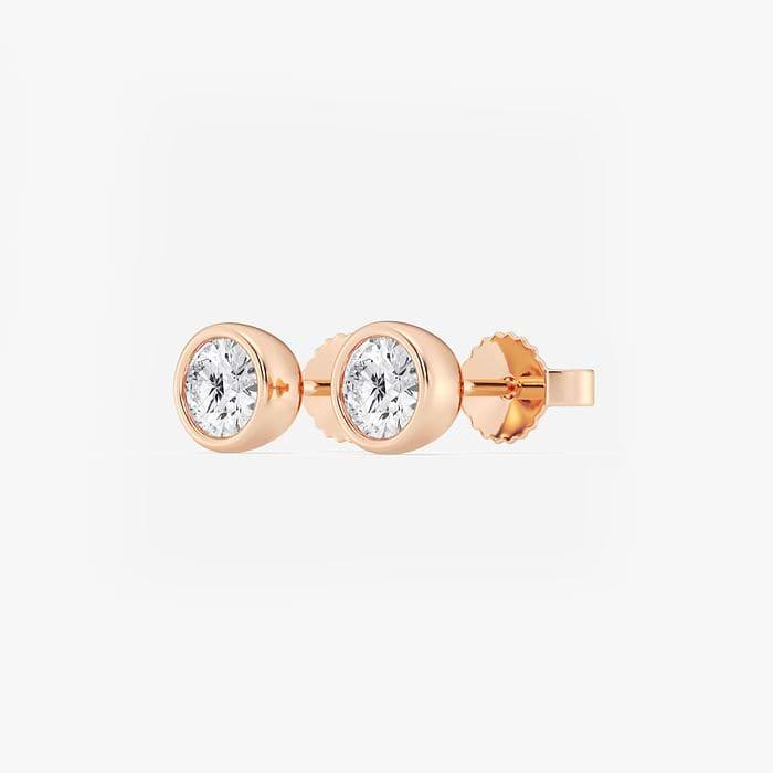 Bezel Set Solitaire Round Stud Earrings