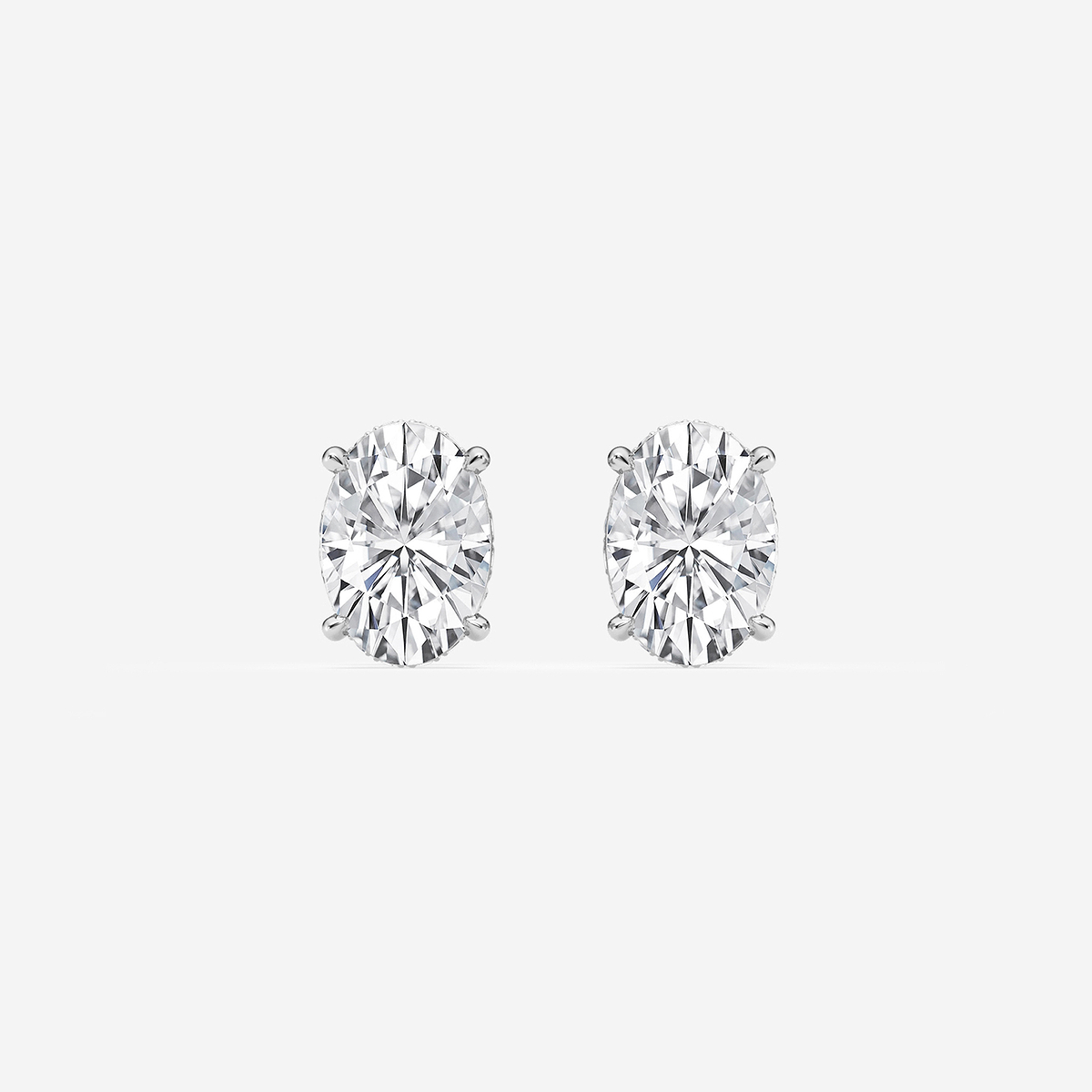 3 1/4 ctw Oval Lab Grown Diamond Hidden Halo Stud Earrings