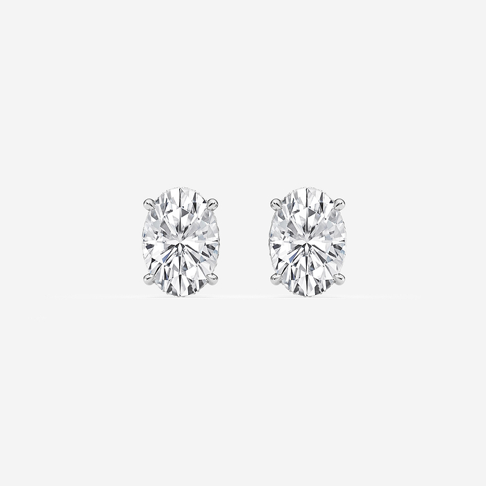Hidden Halo Studs - 3 1/4 ctw Oval Lab Grown Diamond Hidden Halo Stud Earrings