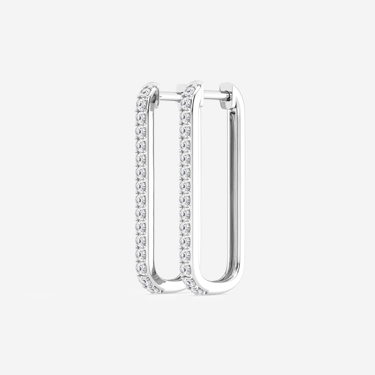 Additional Image 1 for  1/2 ctw Round Lab Grown Diamond Paper Clip Hoop Earrings