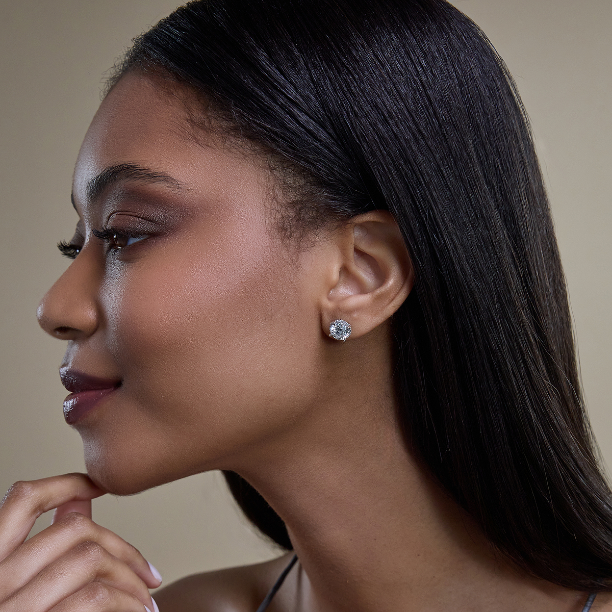 1/4 ctw Round Lab Grown Diamond Shadow Halo Stud Earrings 18K White Gold,  E+, VS1+