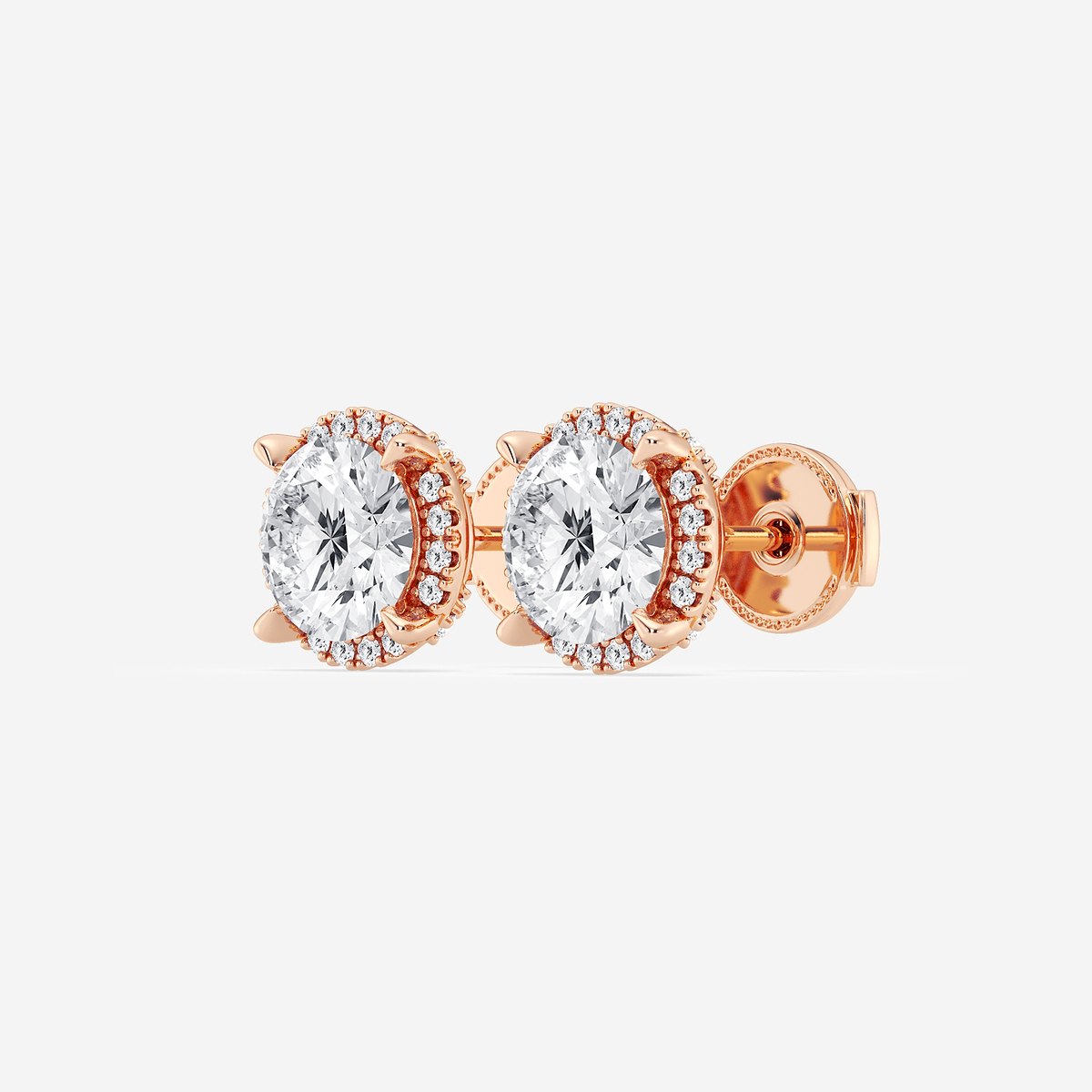Additional Image 1 for  4 1/4 ctw Round Lab Grown Diamond Shadow Halo Stud Earrings