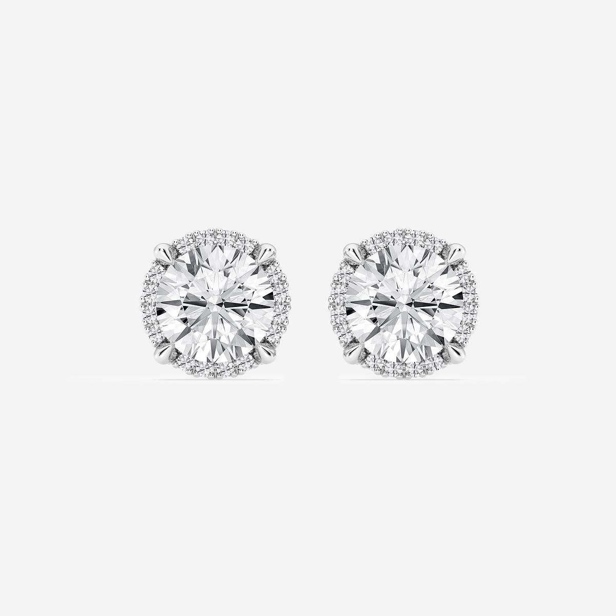4 1/4 ctw Round Lab Grown Diamond Shadow Halo Stud Earrings