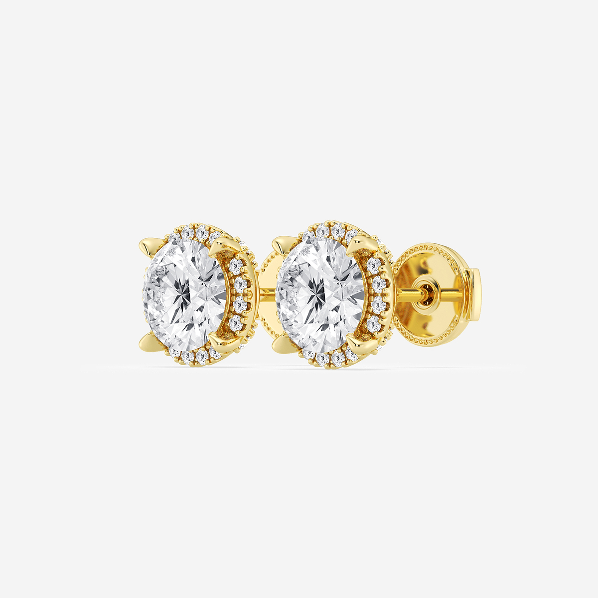 Additional Image 1 for  4 1/4 ctw Round Lab Grown Diamond Shadow Halo Stud Earrings
