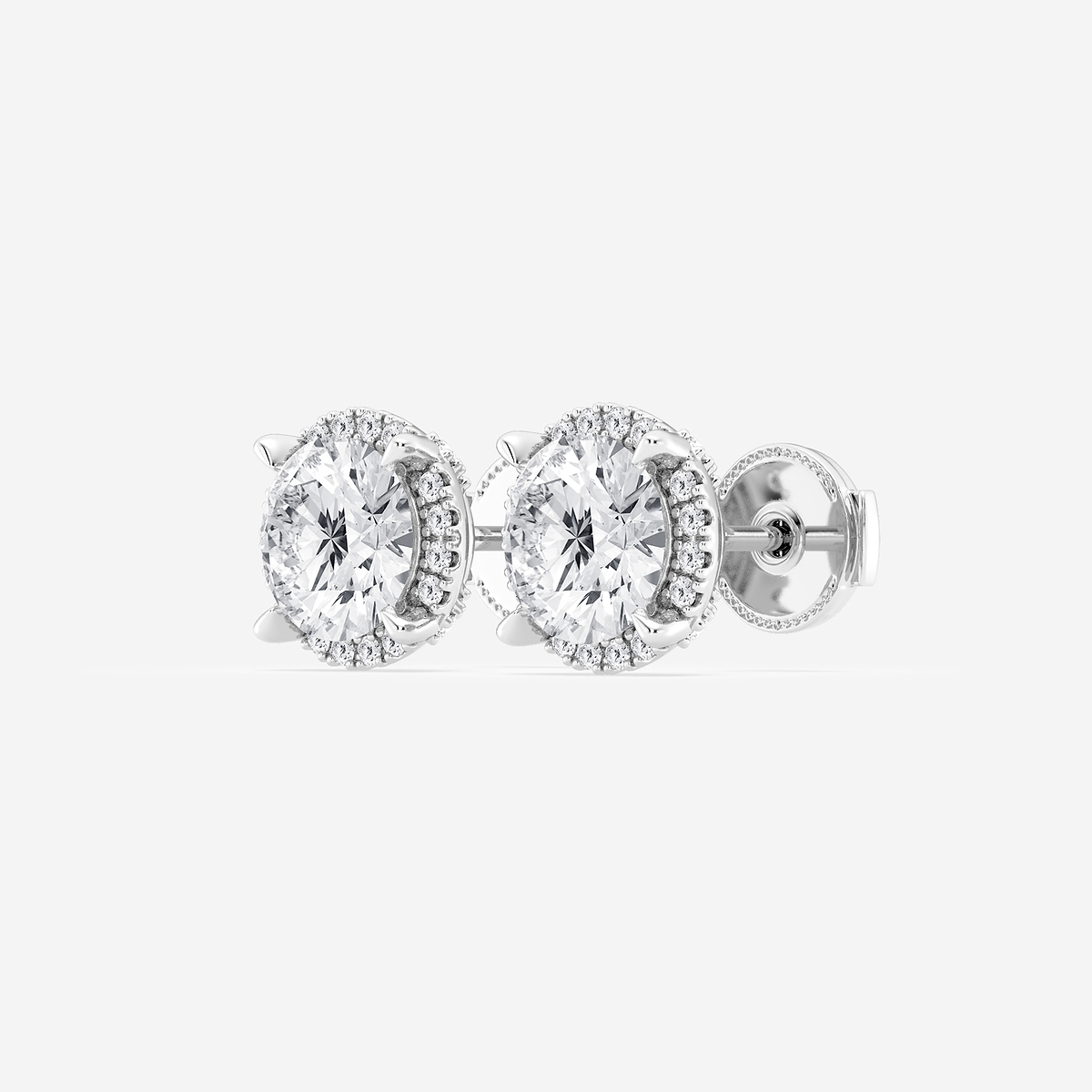 Additional Image 1 for  4 1/4 ctw Round Lab Grown Diamond Shadow Halo Stud Earrings