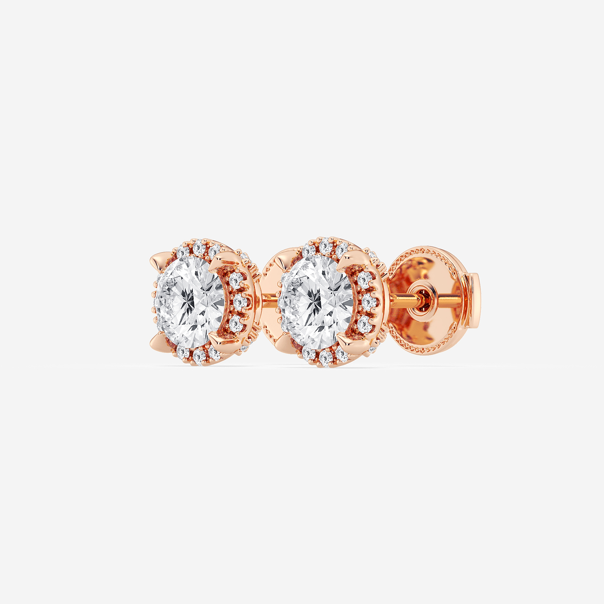 Additional Image 1 for  1 1/5 ctw Round Lab Grown Diamond Shadow Halo Stud Earrings
