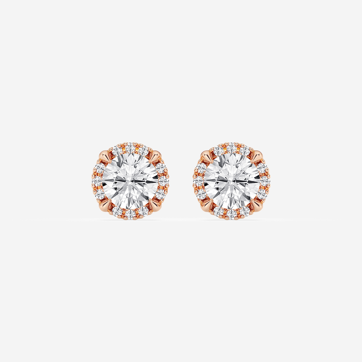 1 1/5 ctw Round Lab Grown Diamond Shadow Halo Stud Earrings