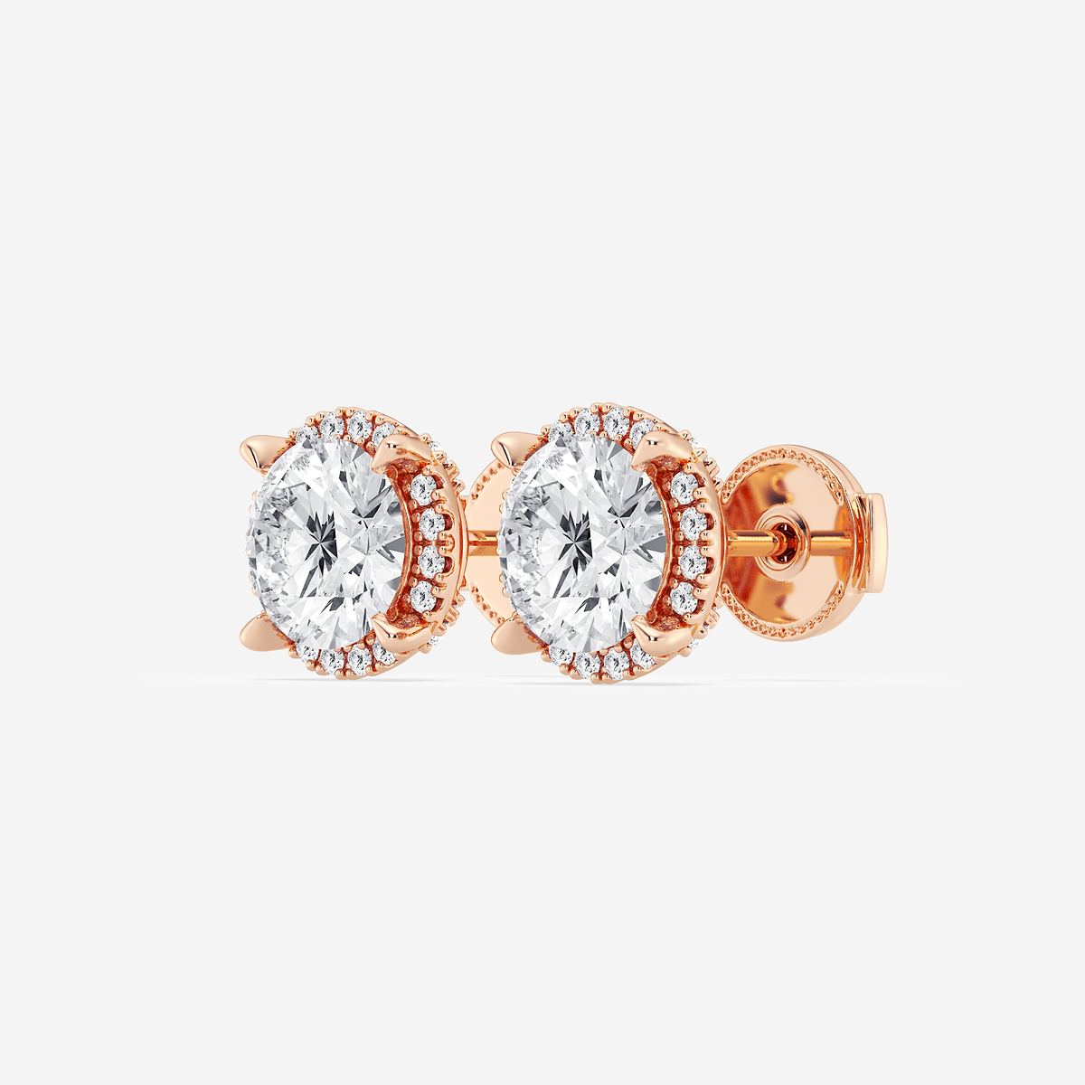 Additional Image 1 for  2 1/4 ctw Round Lab Grown Diamond Shadow Halo Stud Earrings