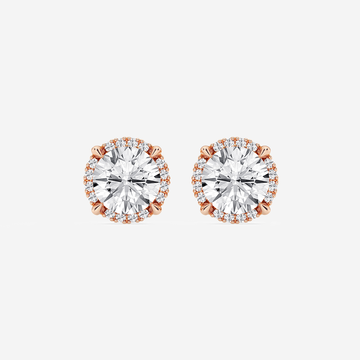 2 1/4 ctw Round Lab Grown Diamond Shadow Halo Stud Earrings