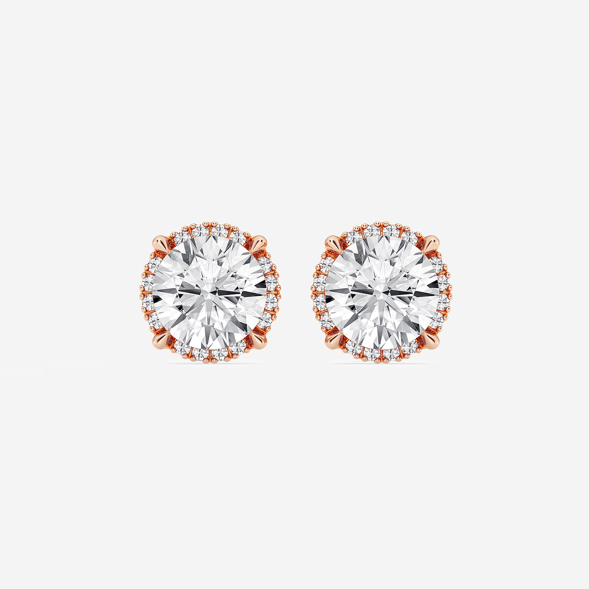3 1/4 ctw Round Lab Grown Diamond Shadow Halo Stud Earrings
