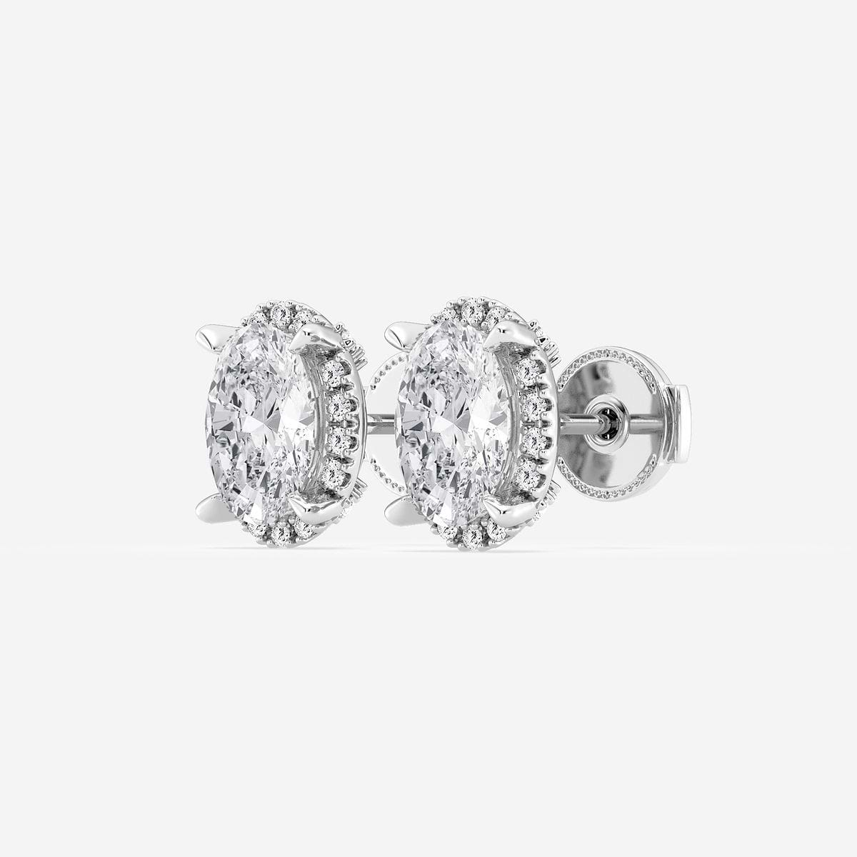 Additional Image 1 for  Badgley Mischka 2 1/3 ctw Oval Lab Grown Diamond Shadow Halo Stud Earrings