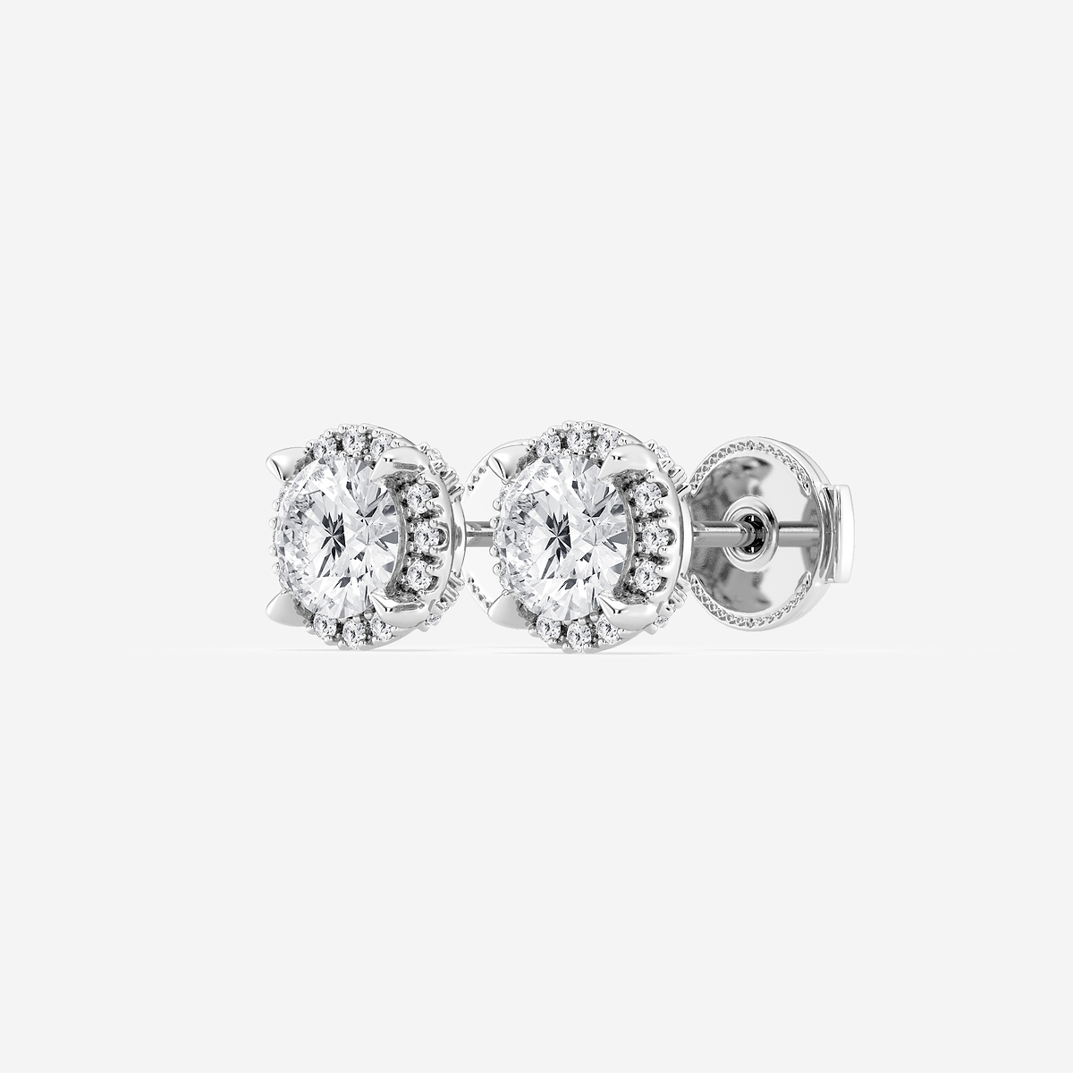 Additional Image 1 for  1 1/5 ctw Round Lab Grown Diamond Shadow Halo Stud Earrings
