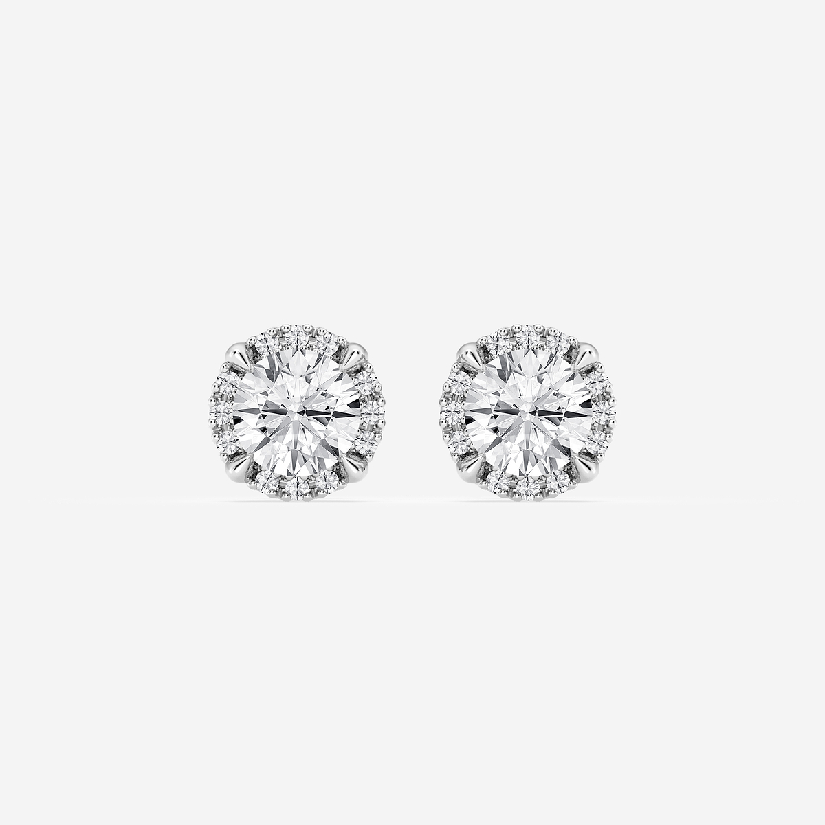 1 1/5 ctw Round Lab Grown Diamond Shadow Halo Stud Earrings