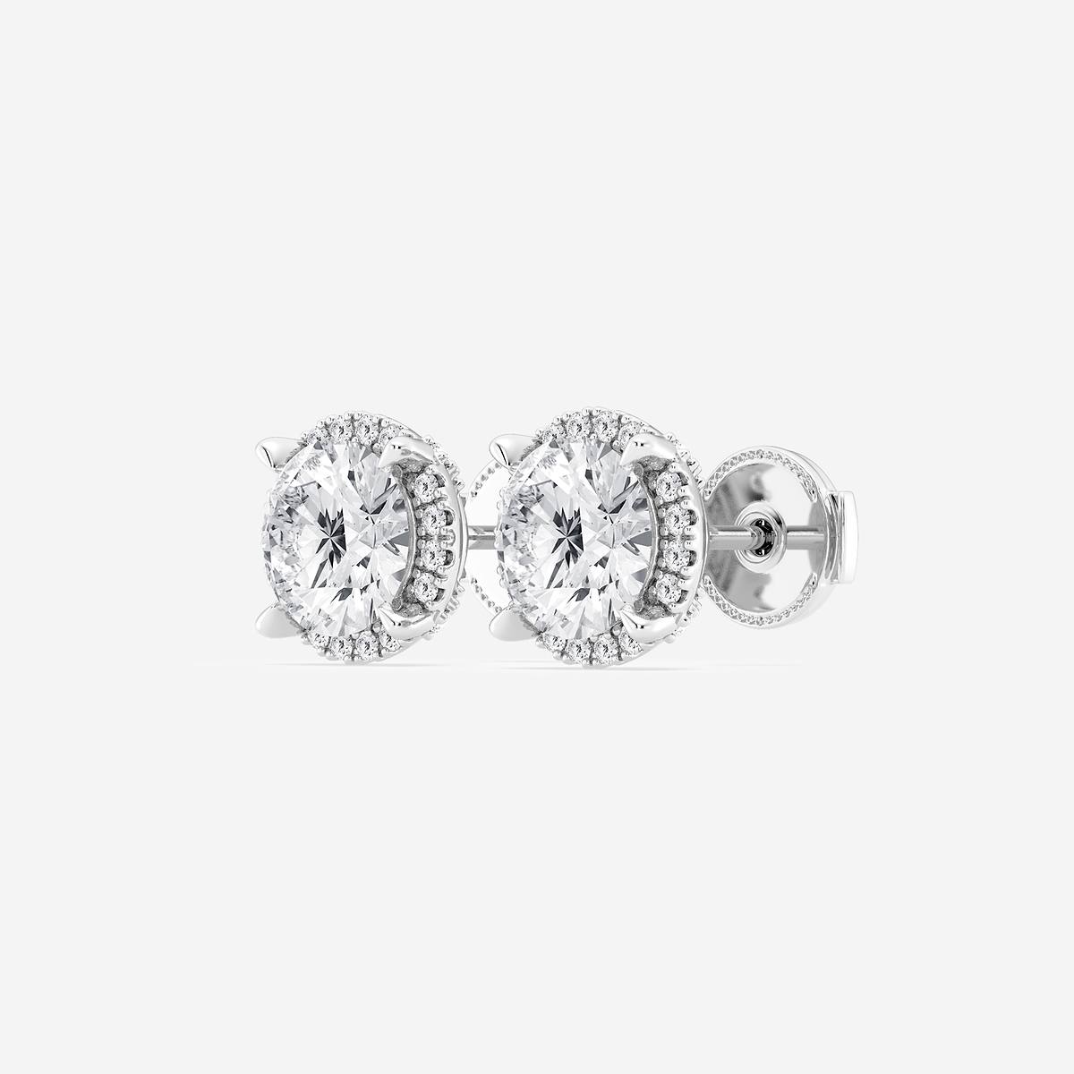 Additional Image 1 for  2 1/4 ctw Round Lab Grown Diamond Shadow Halo Stud Earrings