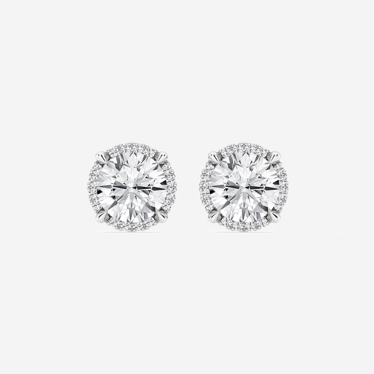 2 1/4 ctw Round Lab Grown Diamond Shadow Halo Stud Earrings