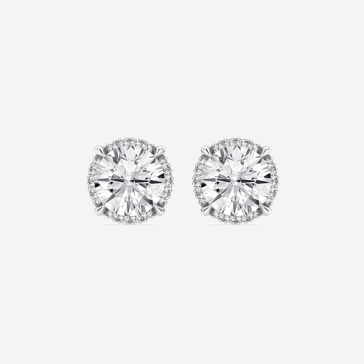 3 1/4 ctw Round Lab Grown Diamond Shadow Halo Stud Earrings