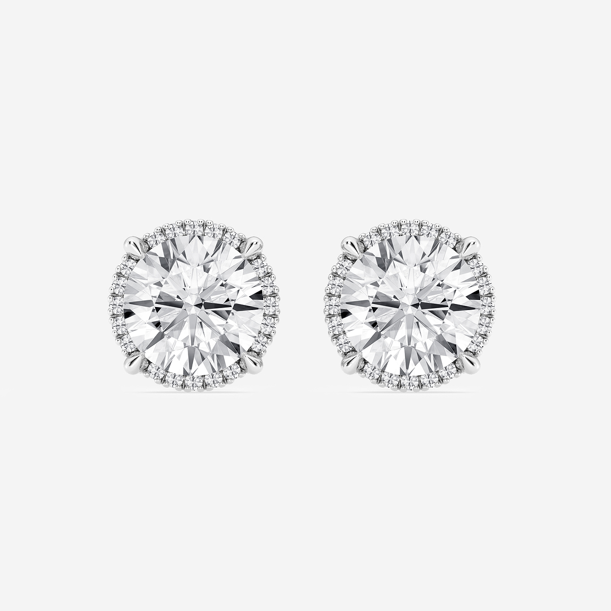 4 1/4 ctw Round Lab Grown Diamond Shadow Halo Stud Earrings