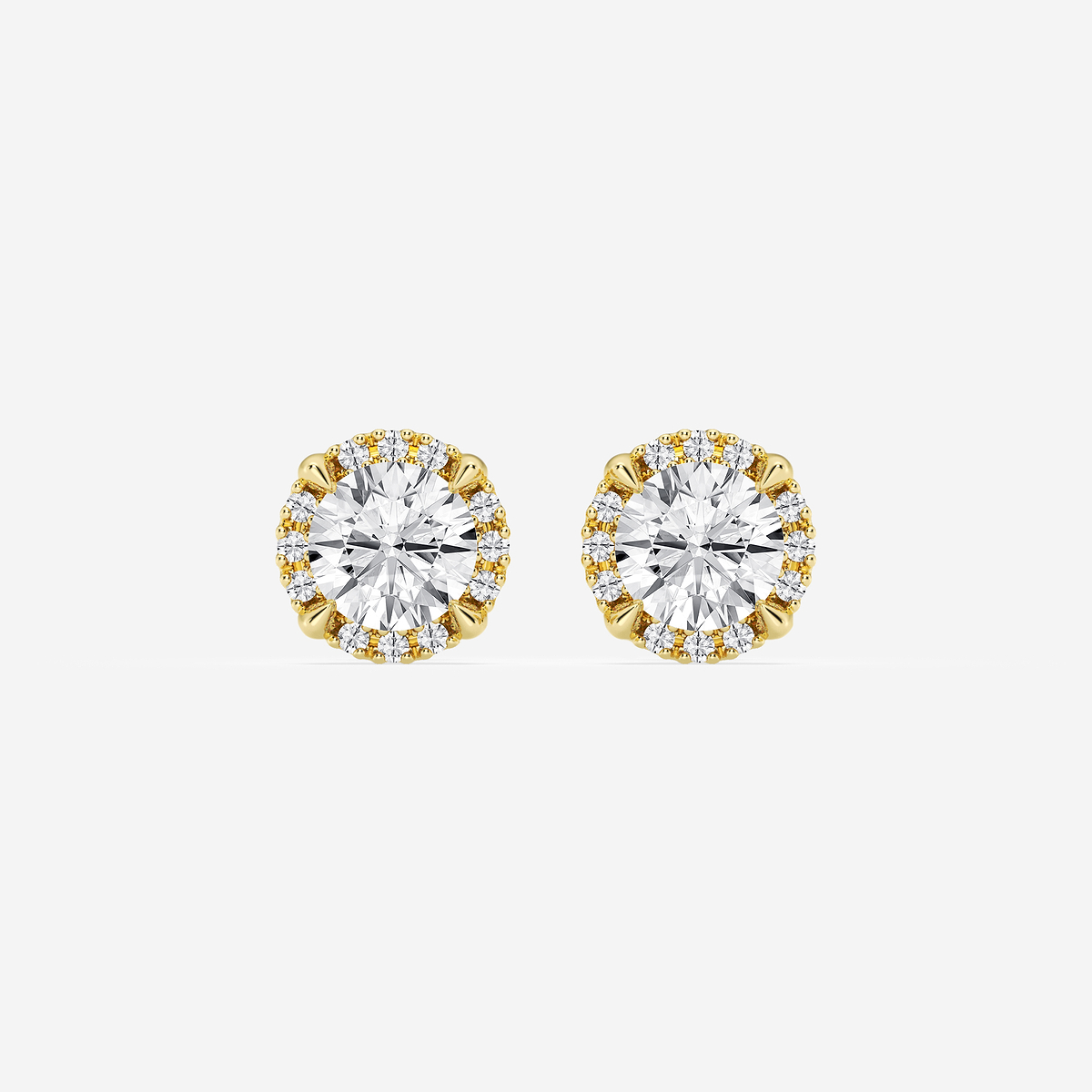 1 1/5 ctw Round Lab Grown Diamond Shadow Halo Stud Earrings