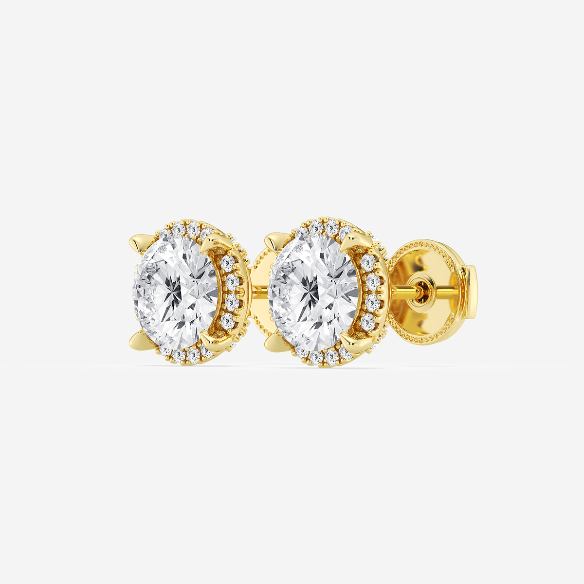 Additional Image 1 for  2 1/4 ctw Round Lab Grown Diamond Shadow Halo Stud Earrings