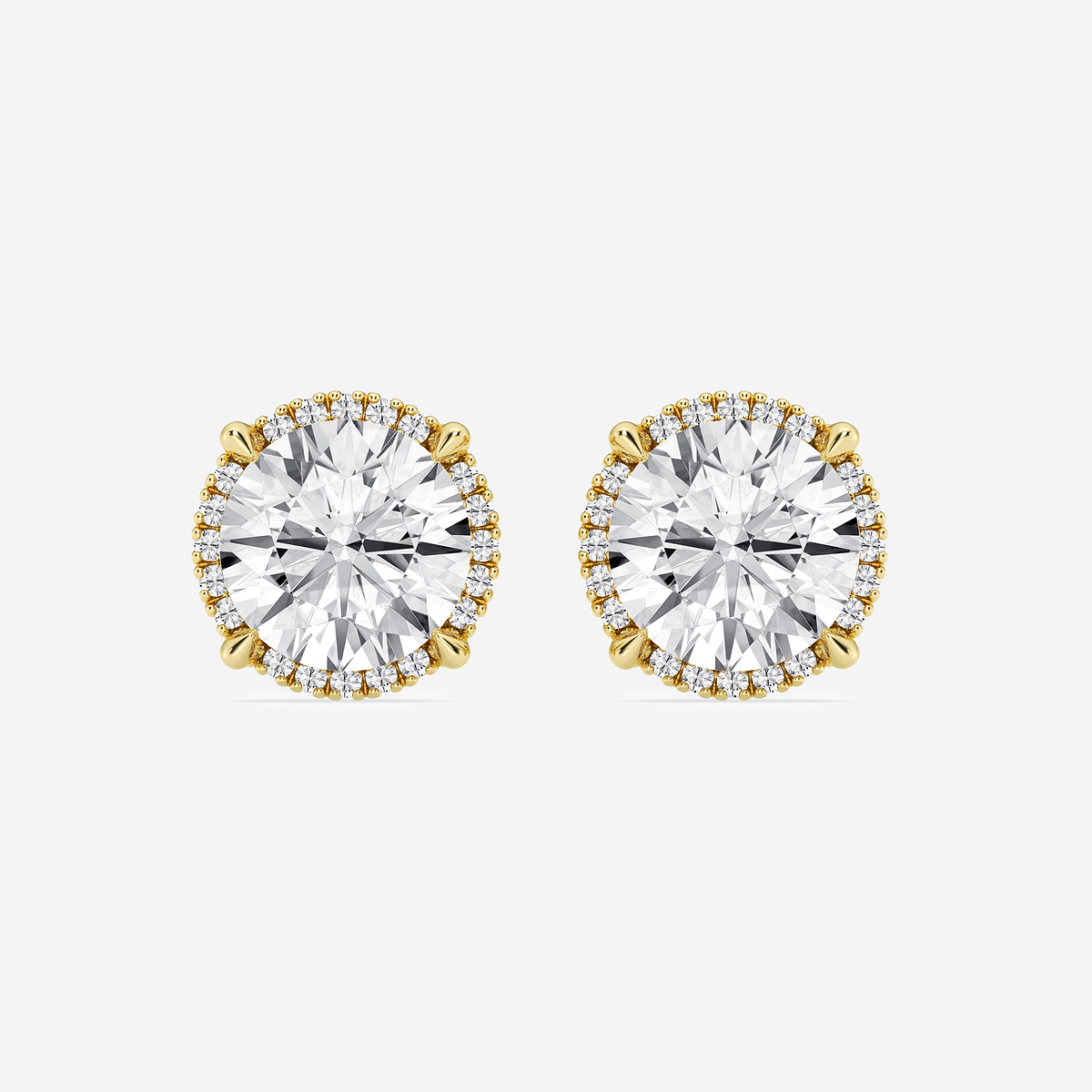4 1/4 ctw Round Lab Grown Diamond Shadow Halo Stud Earrings