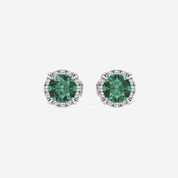 Emerald Shadow Halo Round Stud Earrings