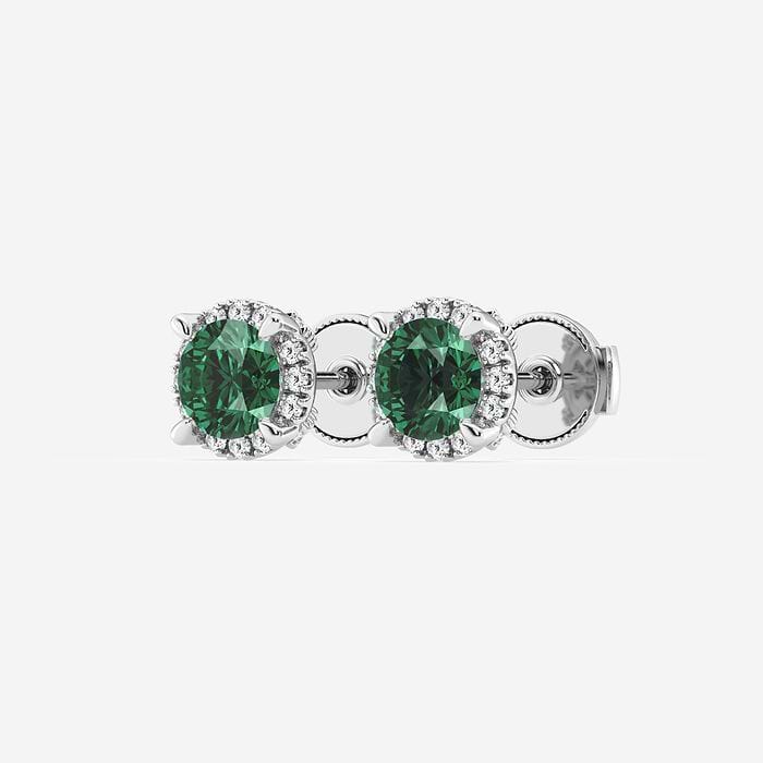 Emerald Shadow Halo Round Stud Earrings