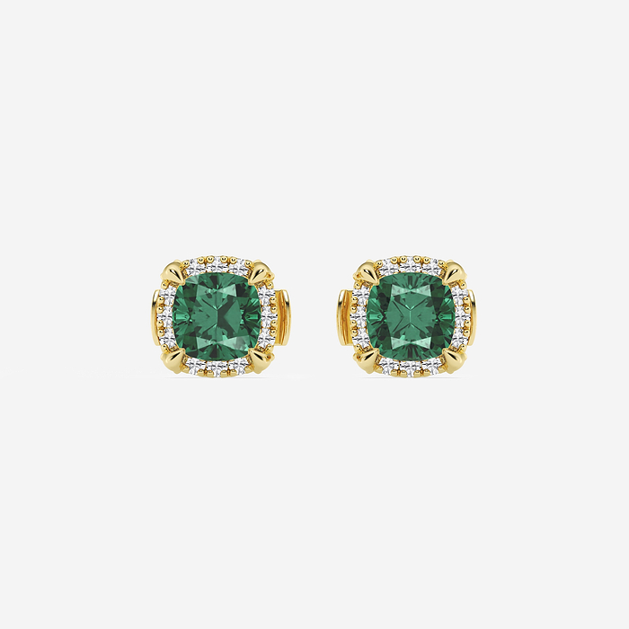 Emerald Cushion Studs