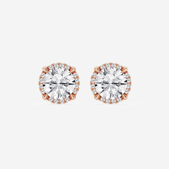 4 1/4 ctw Round Lab Grown Diamond Shadow Halo Stud Earrings