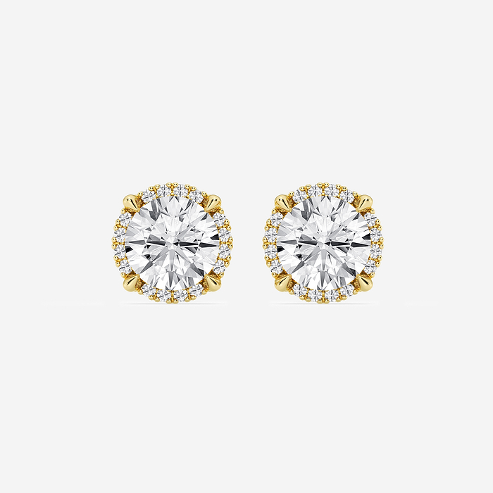 4 1/4 ctw Round Lab Grown Diamond Shadow Halo Stud Earrings