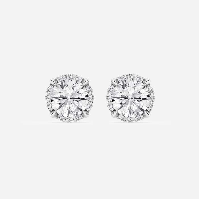 4 1/4 ctw Round Lab Grown Diamond Shadow Halo Stud Earrings