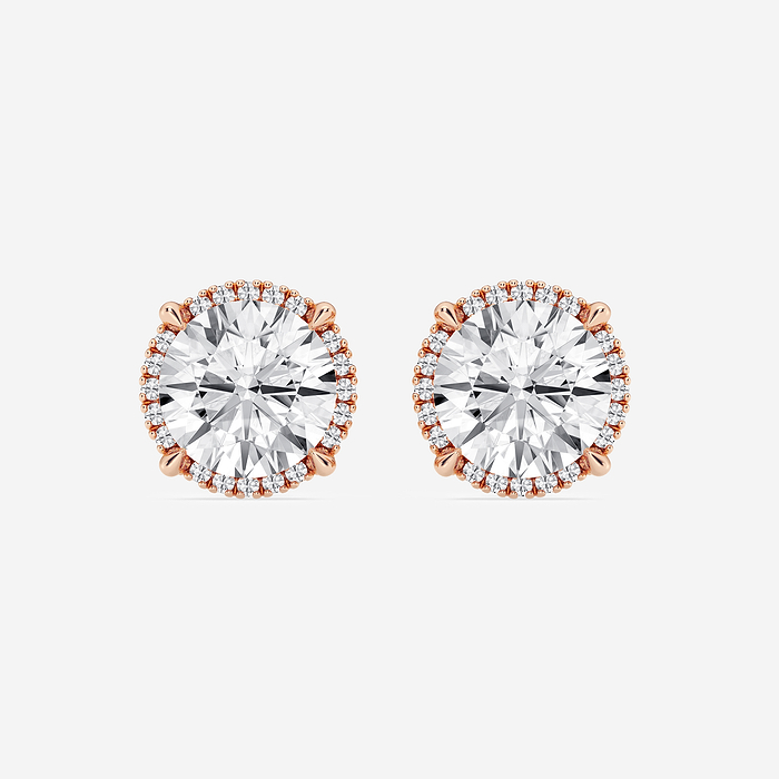 Shadow Halo Round - 4 1/4 ctw Round Lab Grown Diamond Shadow Halo Stud Earrings