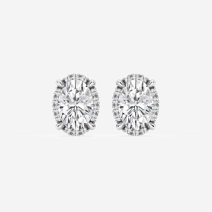 Badgley Mischka 2 1/3 ctw Oval Lab Grown Diamond Shadow Halo Stud Earrings