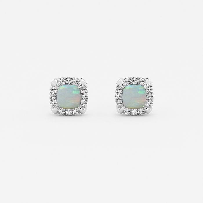 Opal  Shadow Halo Cushion Stud Earrings