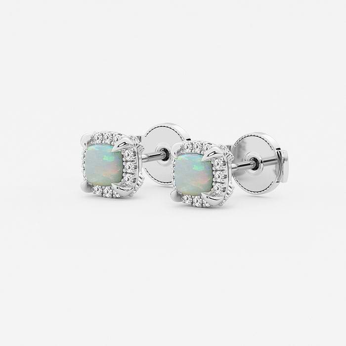 Opal  Shadow Halo Cushion Stud Earrings