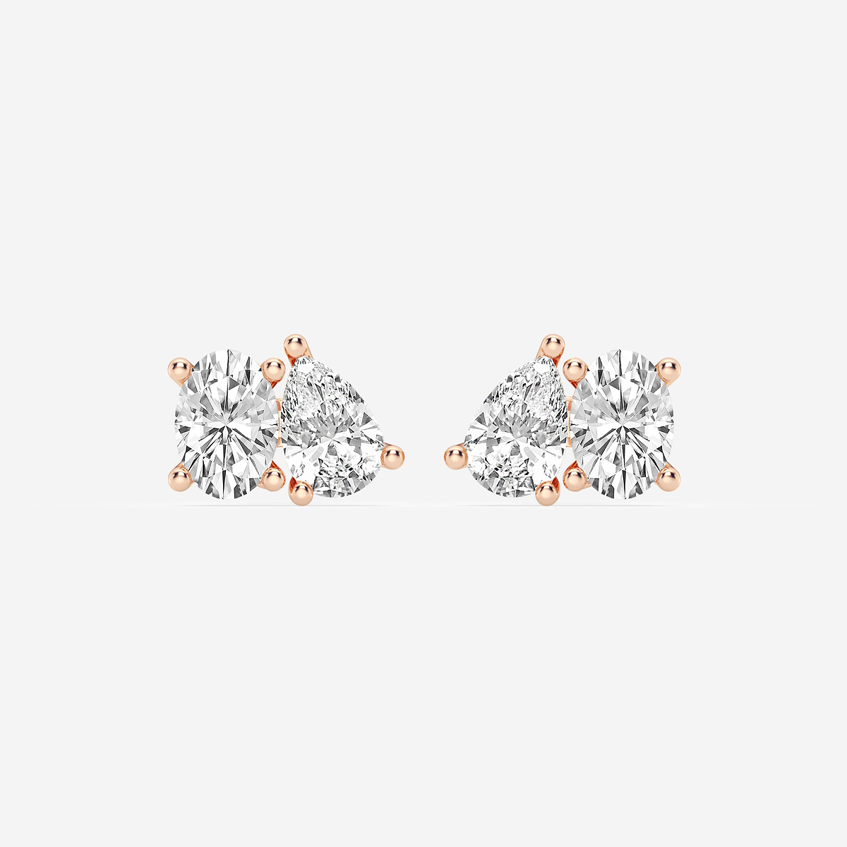 1 1/2 ctw Toi Et Moi Oval and Pear Stud Earrings