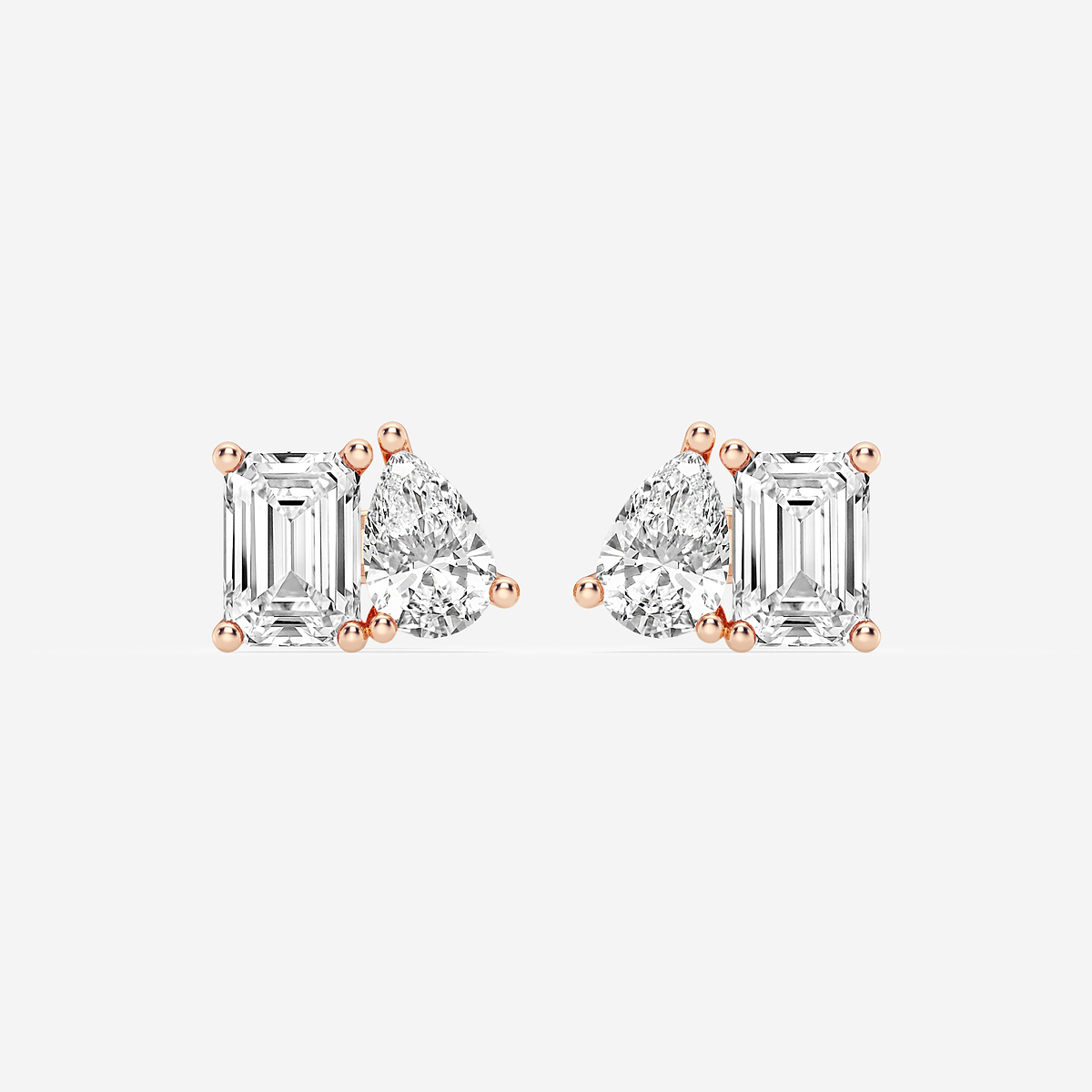 2 ctw Toi Et Moi Emerald and Pear Stud Earrings