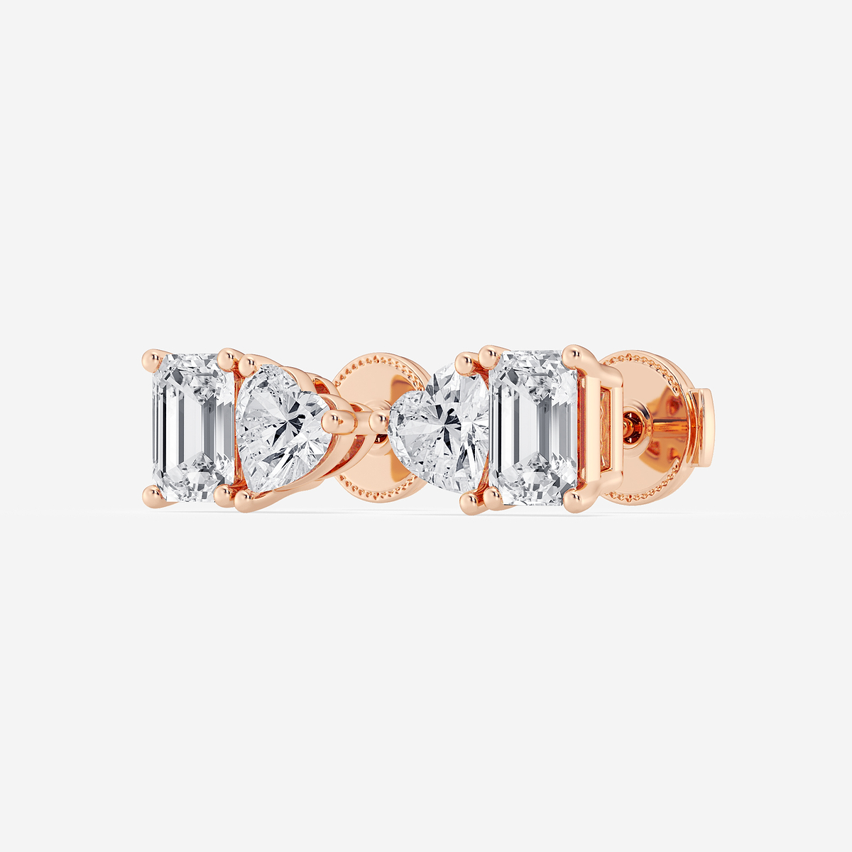 Additional Image 1 for  2 ctw Emerald and Heart Lab Grown Diamond Two Stone Stud Earrings