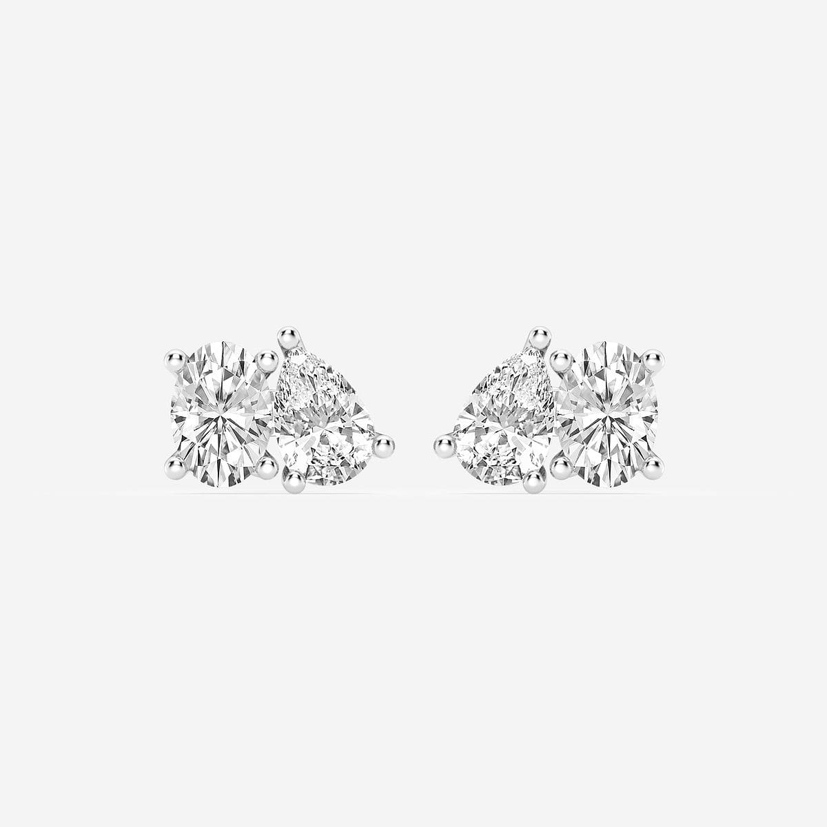 1 1/2 ctw Toi Et Moi Oval and Pear Stud Earrings