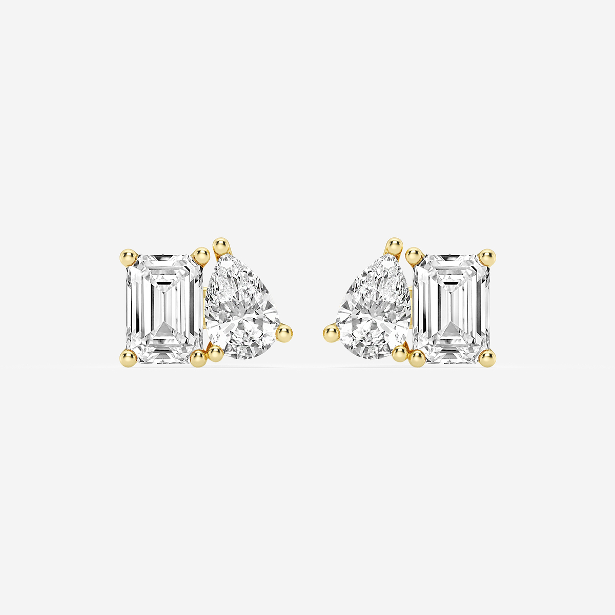 2 ctw Toi Et Moi Emerald and Pear Stud Earrings