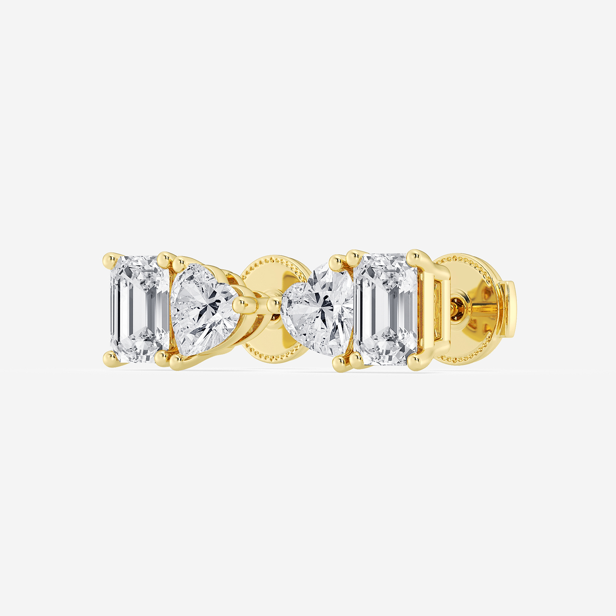 Additional Image 1 for  2 ctw Emerald and Heart Lab Grown Diamond Two Stone Stud Earrings