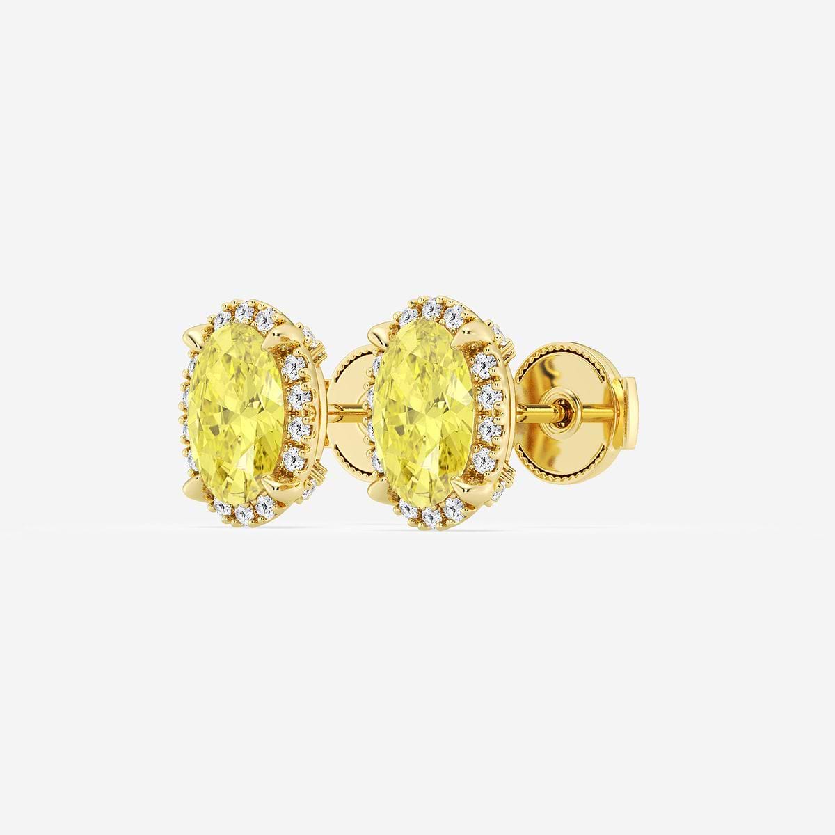 Additional Image 1 for  2 1/4 ctw Oval Lab Grown Diamond Fancy Yellow Shadow Halo Stud Earrings