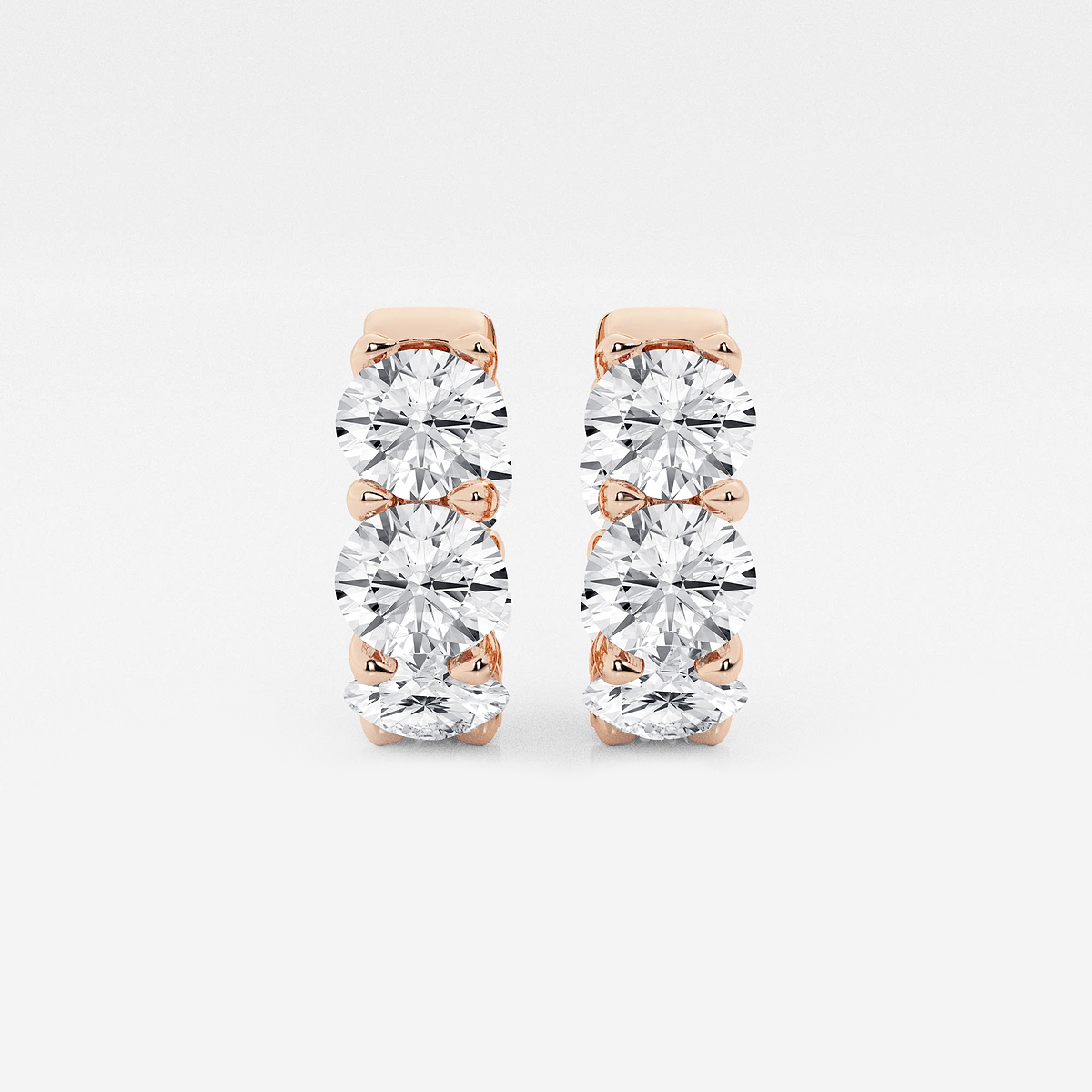 7 ctw Round Lab Grown Diamond Huggie Hoop Earrings