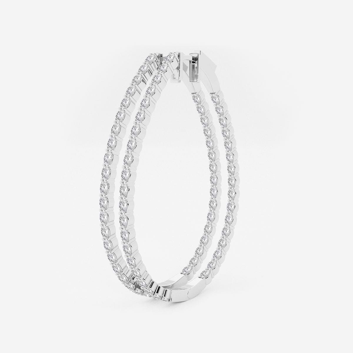 5 ctw Oval Lab Grown Diamond Inside Out Hoop Earrings 14K White Gold, F, VS2