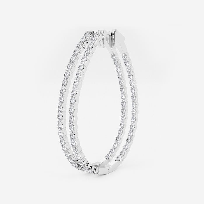5 ctw Oval Lab Grown Diamond Inside Out Hoop Earrings - 5 ctw Oval Lab Grown Diamond Inside Out Hoop Earrings