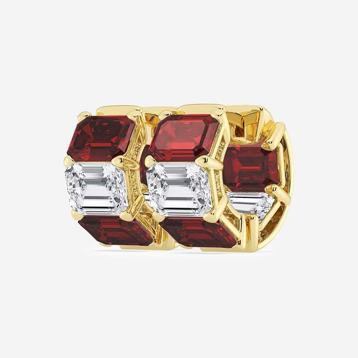 Ruby Huggie Emerald Hoop Earrings